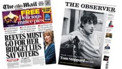 The Papers: ‘Reeves must go’ and Tom Stoppard tributes